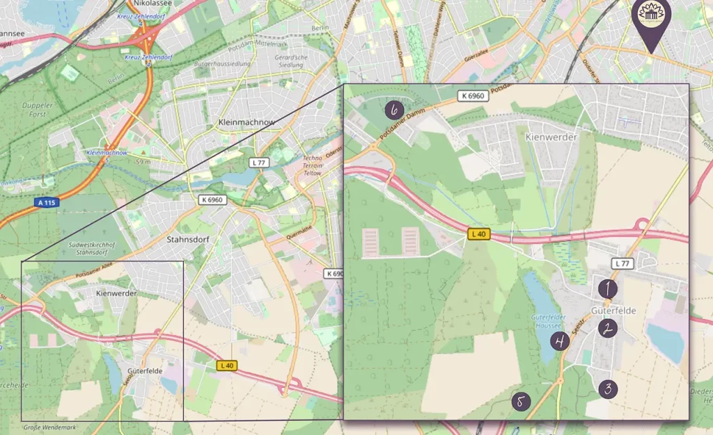 Karte Südwest von Berlin Güterfelde Sehenswürdigkeiten