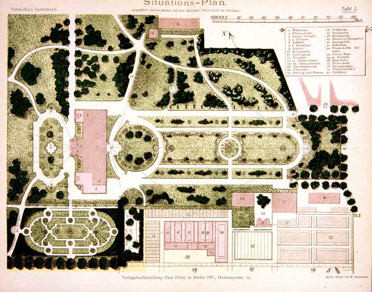 Gartenplan des Schlosses Güterfelde